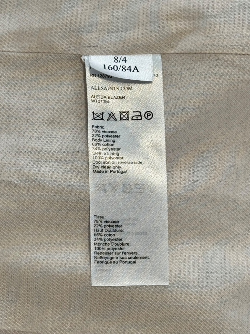 ALLSAINTS beige/light tan Blazer, size 4 - Picture 10 of 11